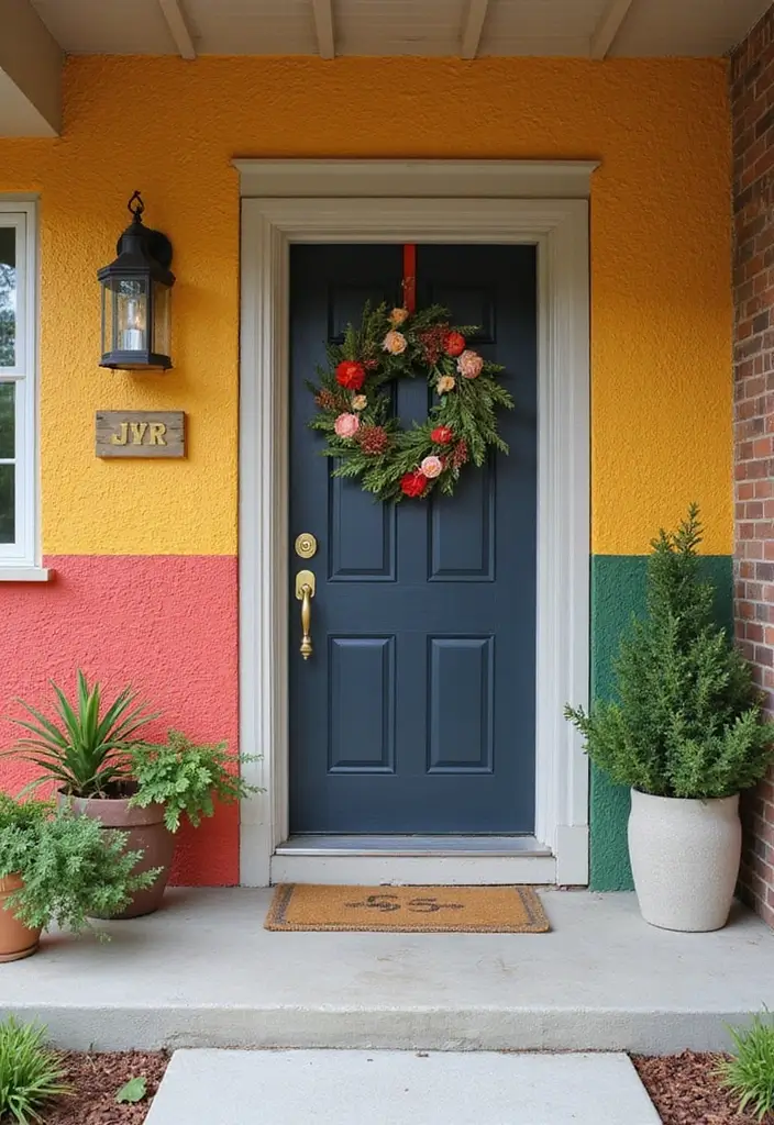 30 Modern Front Porch Ideas That Boost Curb Appeal 13 30 Modern Front Porch Ideas That Boost Curb Appeal - 13. Colorful Accent Walls