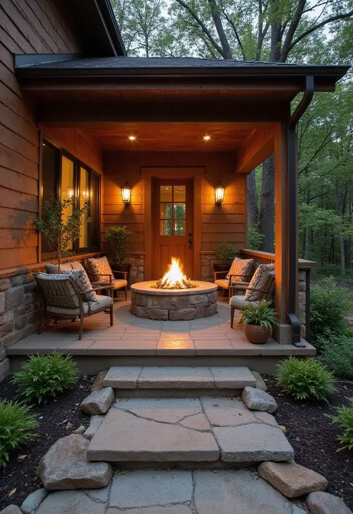 30 Modern Front Porch Ideas That Boost Curb Appeal 16 30 Modern Front Porch Ideas That Boost Curb Appeal - 16. Fire Pit Area