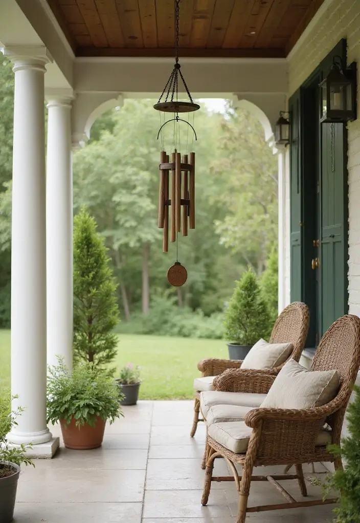 30 Modern Front Porch Ideas That Boost Curb Appeal 29 30 Modern Front Porch Ideas That Boost Curb Appeal - 29. Charming Wind Chimes