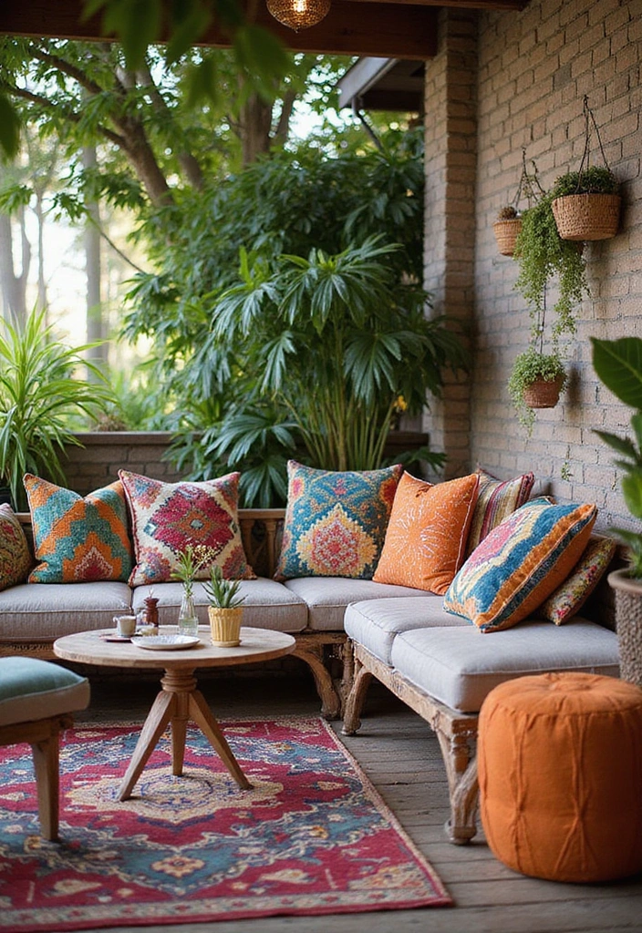 30 Outdoor Patio Decorating Ideas That Feel Like a Retreat - 1. Cozy Bohemian Lounge