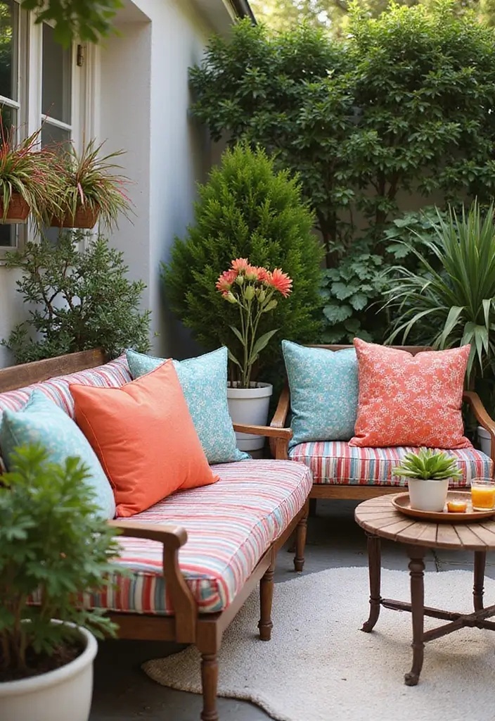 30 Outdoor Patio Decorating Ideas That Feel Like a Retreat - 15. Colorful Throw Pillows