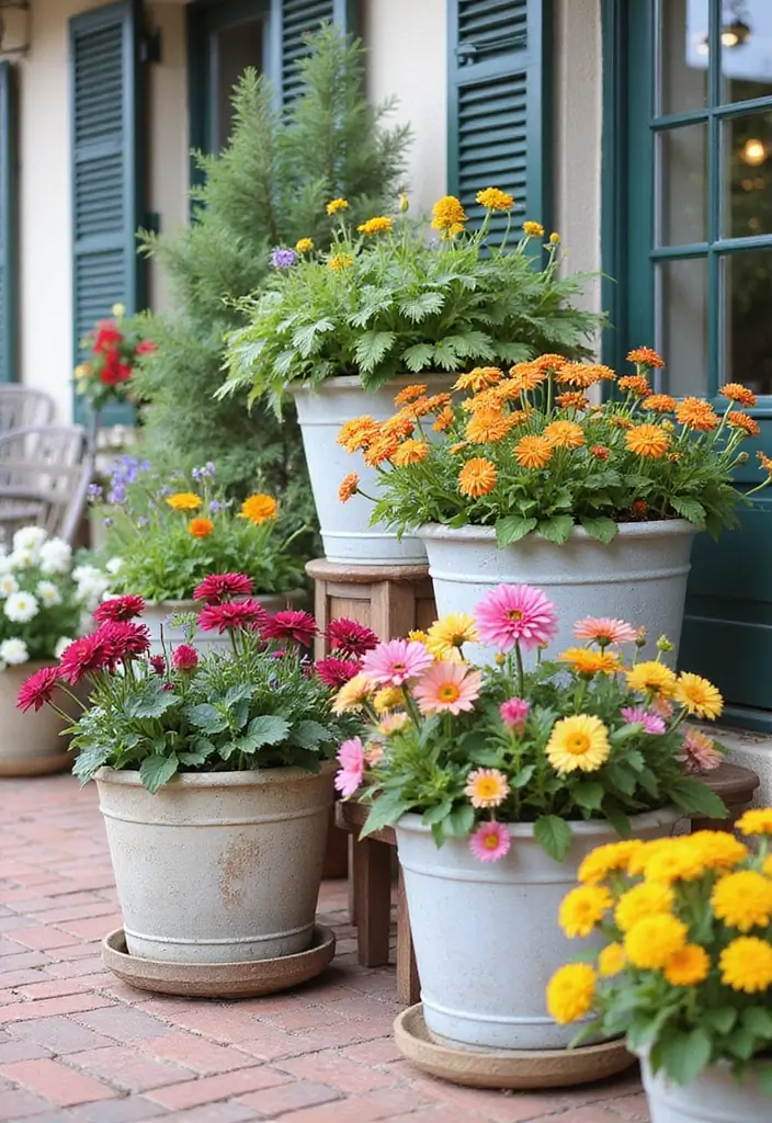 30 Outdoor Patio Decorating Ideas That Feel Like a Retreat - 19. Elegant Watercolor Planters