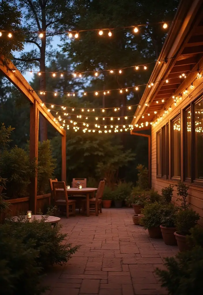 30 Outdoor Patio Decorating Ideas That Feel Like a Retreat - 2. String Lights Overhead