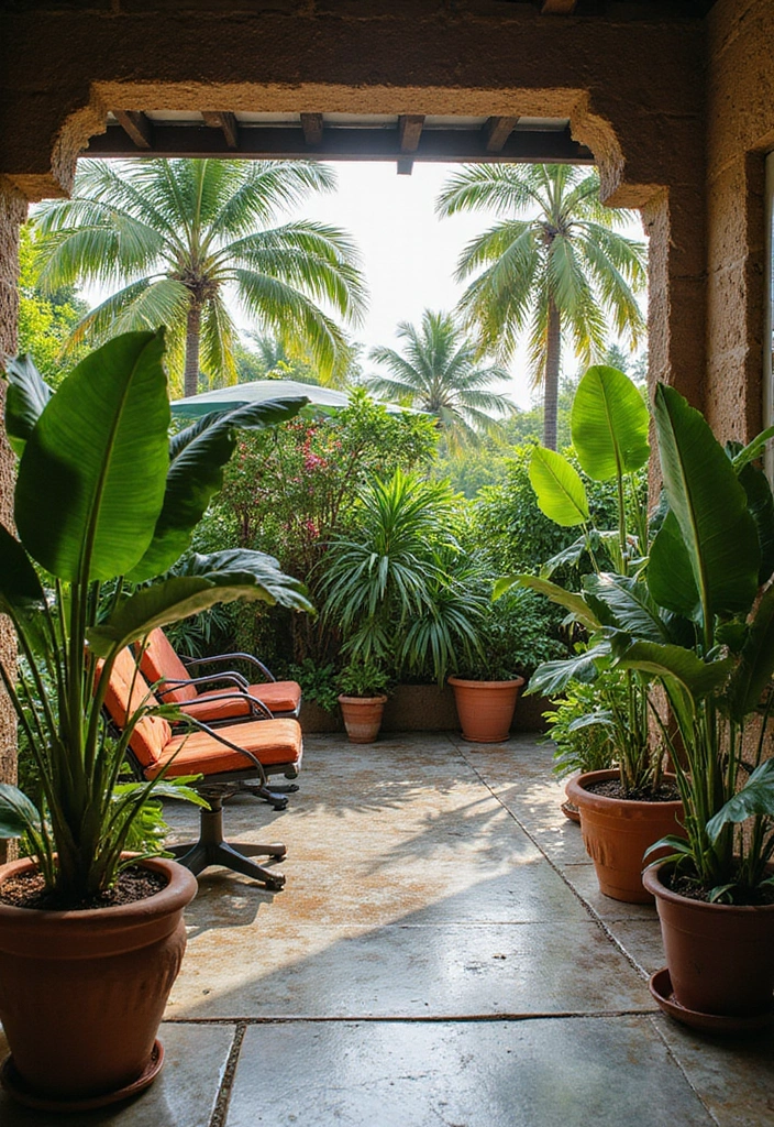 30 Outdoor Patio Decorating Ideas That Feel Like a Retreat - 23. Tropical Vibes with Palms