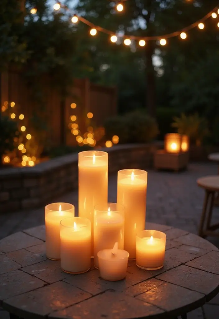 30 Outdoor Patio Decorating Ideas That Feel Like a Retreat - 28. Outdoor Pillar Candles