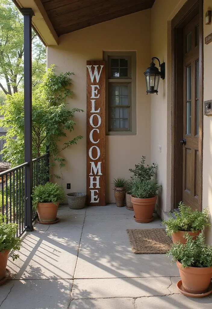 30 Outdoor Patio Decorating Ideas That Feel Like a Retreat - 29. Personalized Welcome Signs