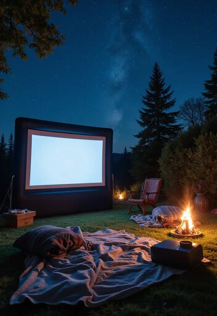 30 Outdoor Patio Decorating Ideas That Feel Like a Retreat - 9. Outdoor Movie Night Setup