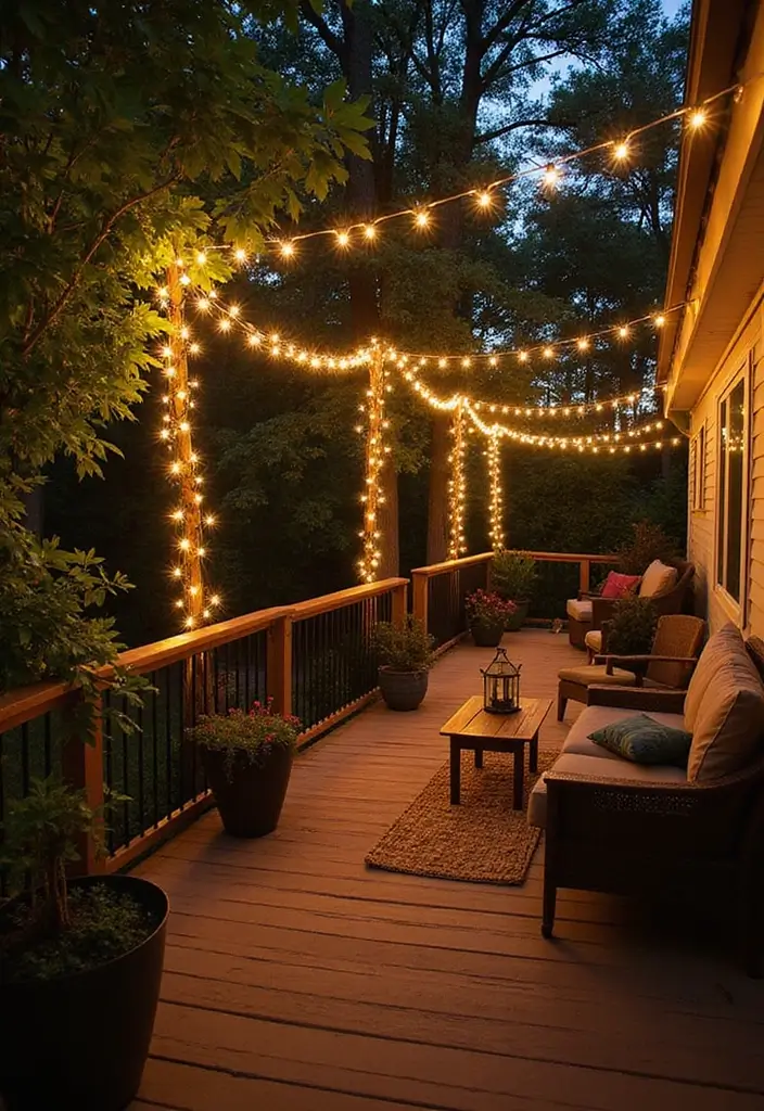 30 Outdoor Patio Lighting Ideas That Create the Perfect Glow - 1. Twinkling Solar String Lights