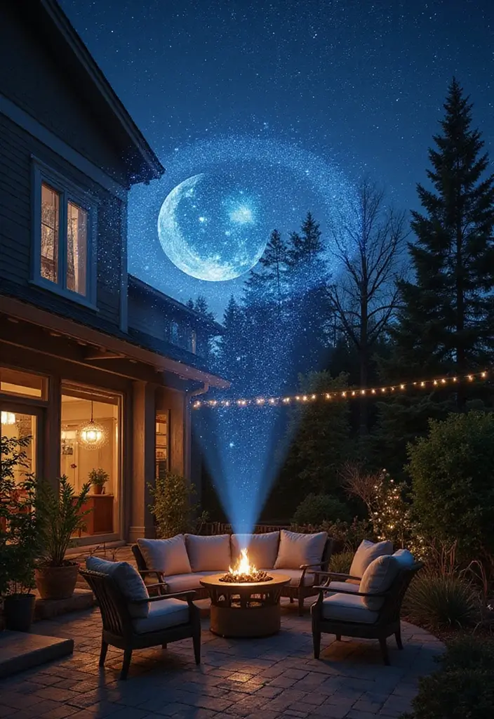 30 Outdoor Patio Lighting Ideas That Create the Perfect Glow - 18. Moonlight Projectors