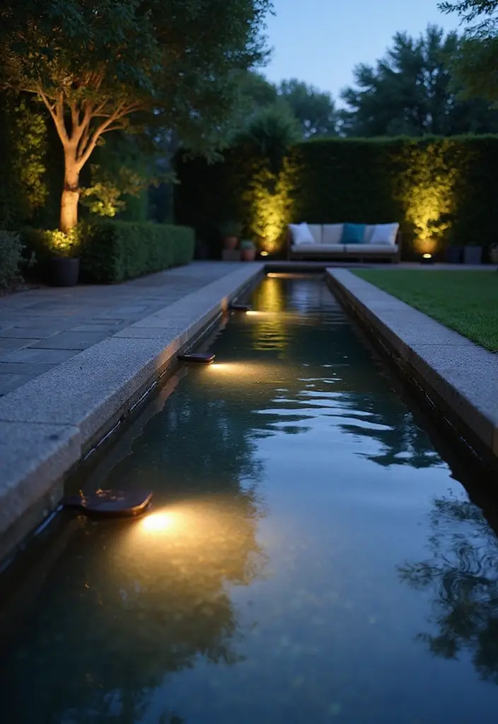 30 Outdoor Patio Lighting Ideas That Create the Perfect Glow - 23. Water Feature Lights