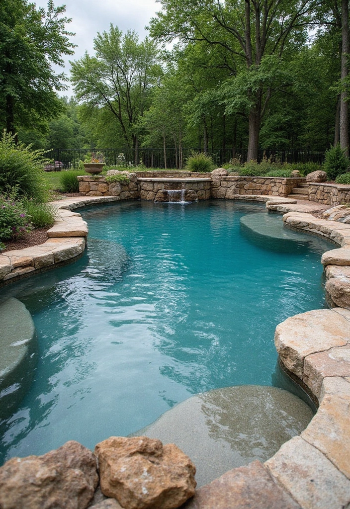 30 Outdoor Swimming Pool Designs That Feel Like a Resort - 20. Natural Stone Pools: Earthy Elegance