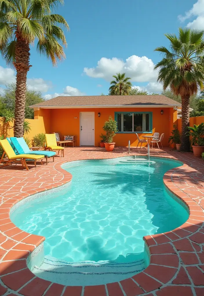30 Outdoor Swimming Pool Designs That Feel Like a Resort - 25. Retro Pools: Nostalgic Fun