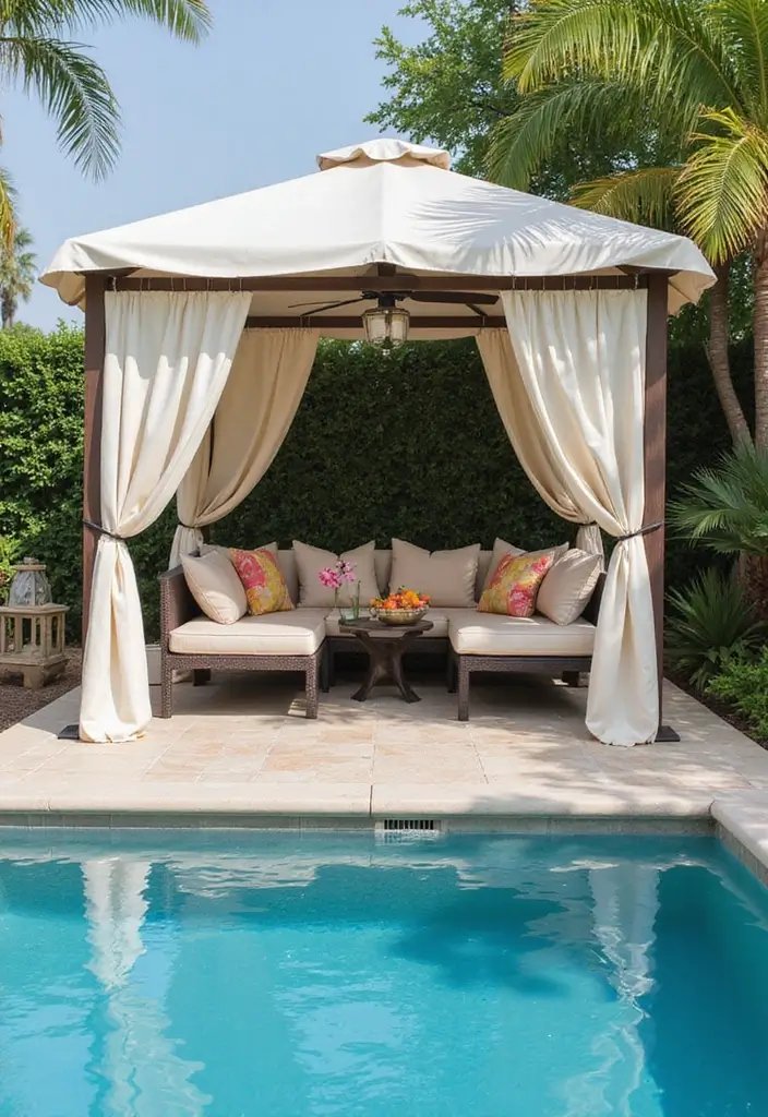 30 Outdoor Swimming Pool Designs That Feel Like a Resort - 9. Poolside Cabana: A Luxurious Retreat