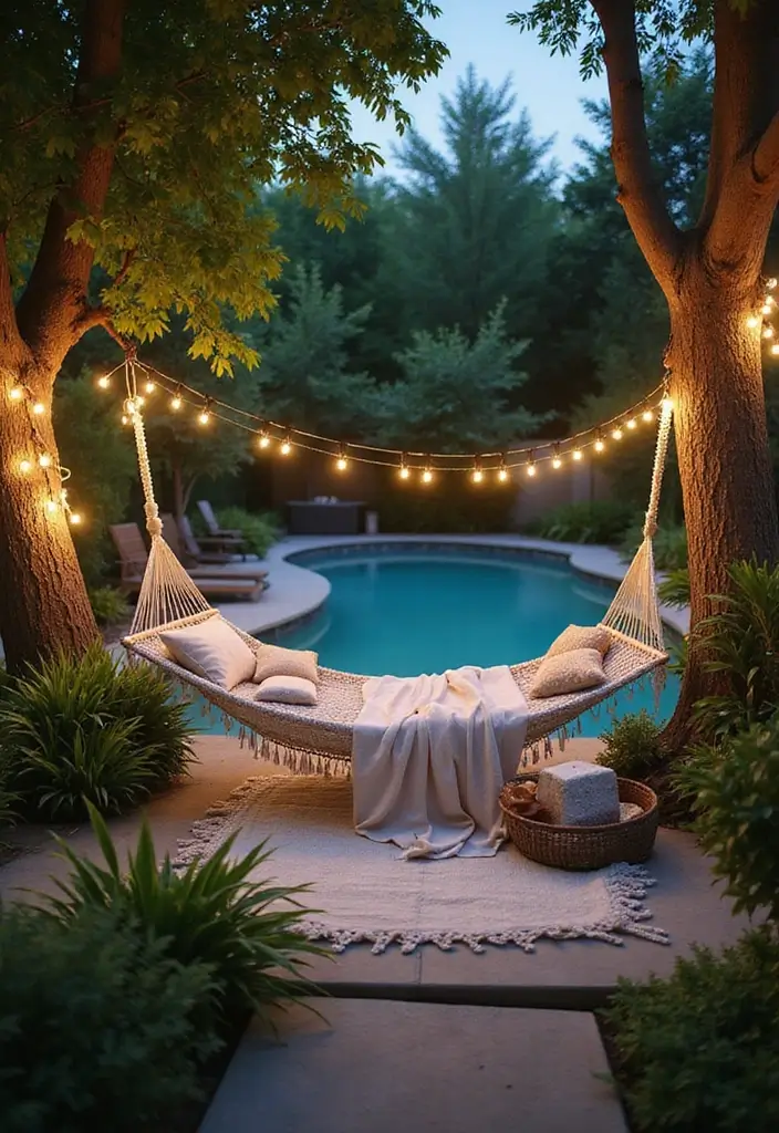 30 Pool Area Decorating Ideas That Instantly Upgrade Your Backyard 1 30 Pool Area Decorating Ideas That Instantly Upgrade Your Backyard - 1. Cozy Hammock Corner