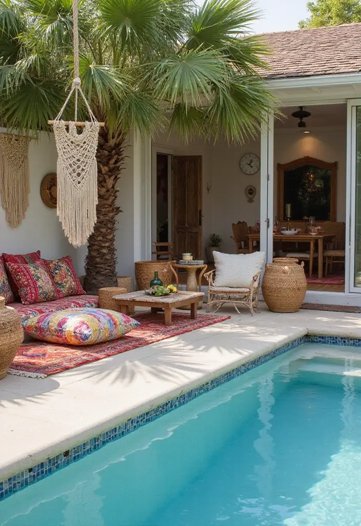 30 Pool Area Decorating Ideas That Instantly Upgrade Your Backyard 12 30 Pool Area Decorating Ideas That Instantly Upgrade Your Backyard - 12. Boho-Inspired Decor