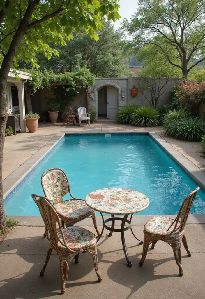 30 Pool Area Decorating Ideas That Instantly Upgrade Your Backyard 18 30 Pool Area Decorating Ideas That Instantly Upgrade Your Backyard - 18. Vintage Finds