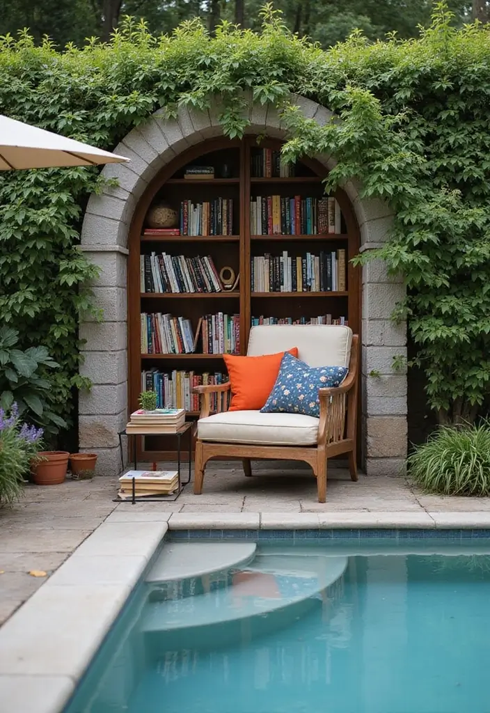 30 Pool Area Decorating Ideas That Instantly Upgrade Your Backyard 25 30 Pool Area Decorating Ideas That Instantly Upgrade Your Backyard - 25. Poolside Book Nook