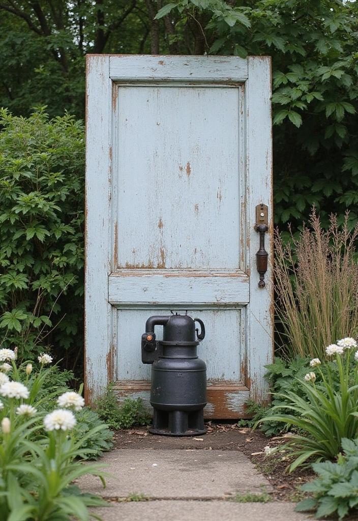 30 Pool Pump Cover Ideas That Are Practical and Stylish - 17. Reclaimed Door Cover