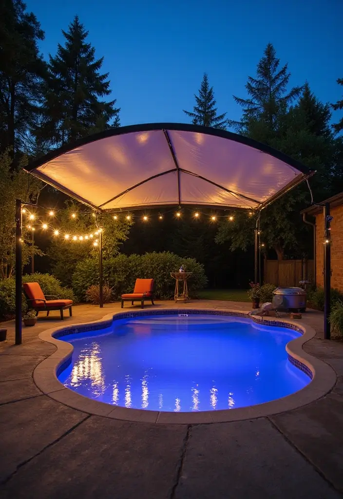 30 Pool Pump Cover Ideas That Are Practical and Stylish - 30. Stylish Canopy Cover