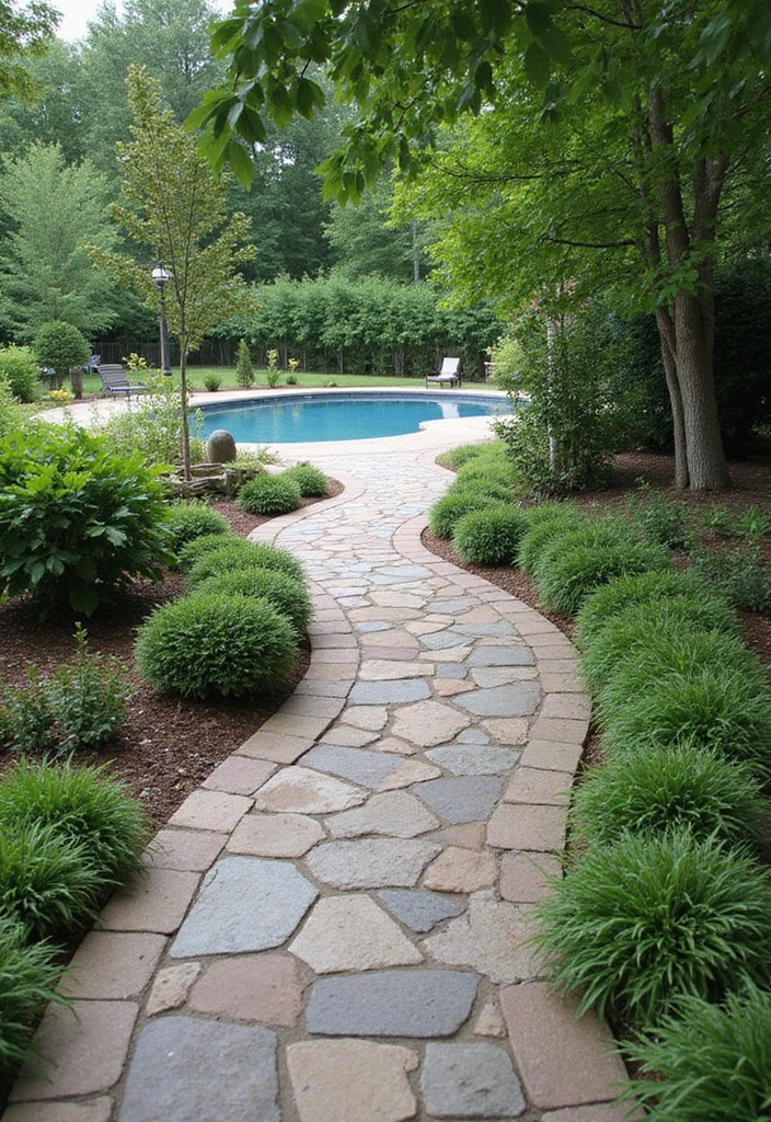 30 Pool and Patio Ideas That Create the Perfect Backyard Escape - 1. Natural Stone Pathways