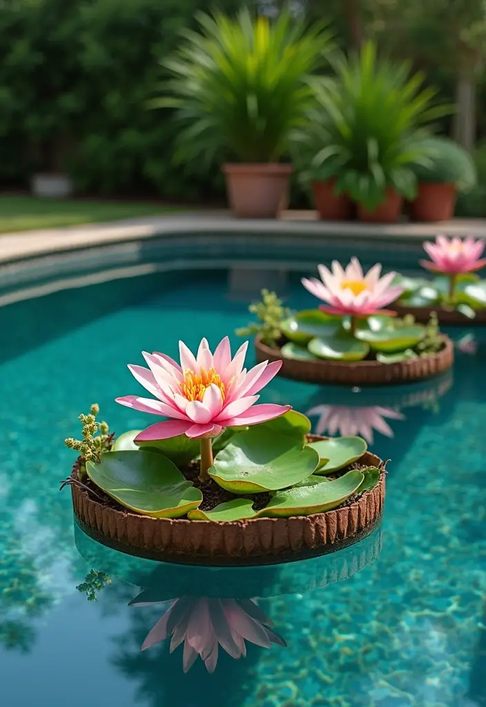30 Pool and Patio Ideas That Create the Perfect Backyard Escape - 13. Floating Planters