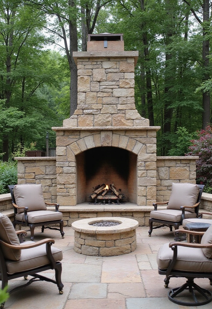 30 Pool and Patio Ideas That Create the Perfect Backyard Escape - 25. Stone Fireplaces