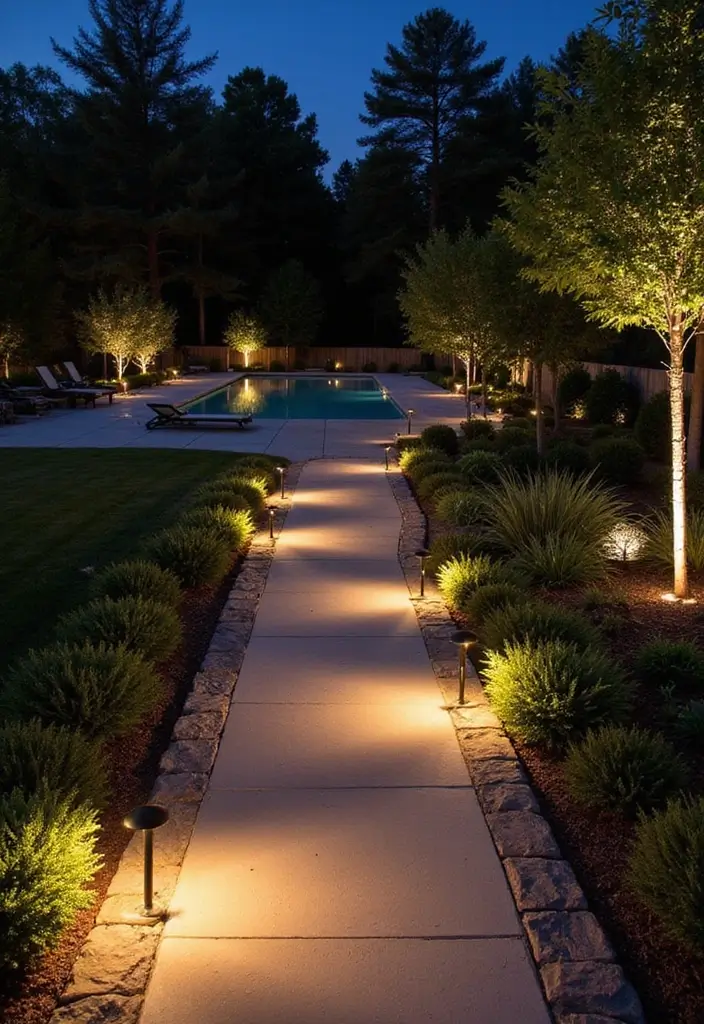30 Pool and Patio Ideas That Create the Perfect Backyard Escape - 29. Pathway Lighting