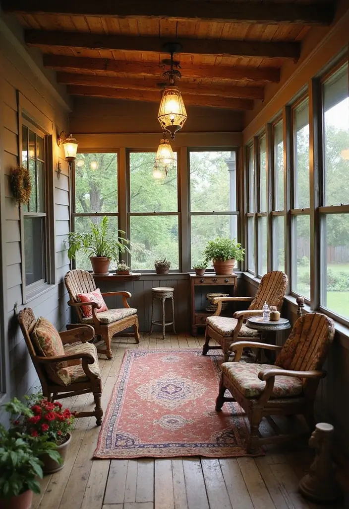 30 Screened-In Porch Ideas for Cozy and Stylish Outdoor Living 13 30 Screened-In Porch Ideas for Cozy and Stylish Outdoor Living - 13. Vintage Charm