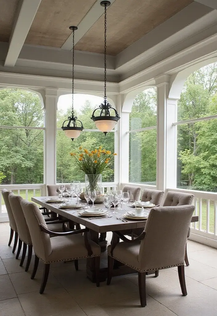 30 Screened-In Porch Ideas for Cozy and Stylish Outdoor Living 8 30 Screened-In Porch Ideas for Cozy and Stylish Outdoor Living - 8. Elegant Outdoor Dining