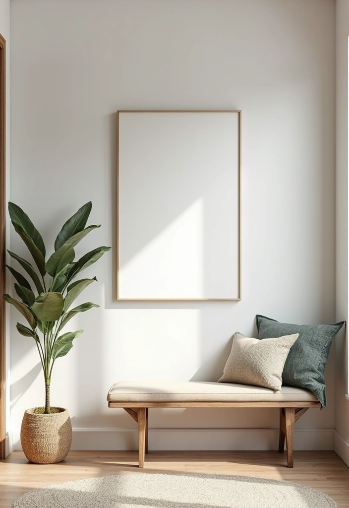 30 Small Front Entryway Ideas That Make a Big Impression - 10. Minimalist Wall Art