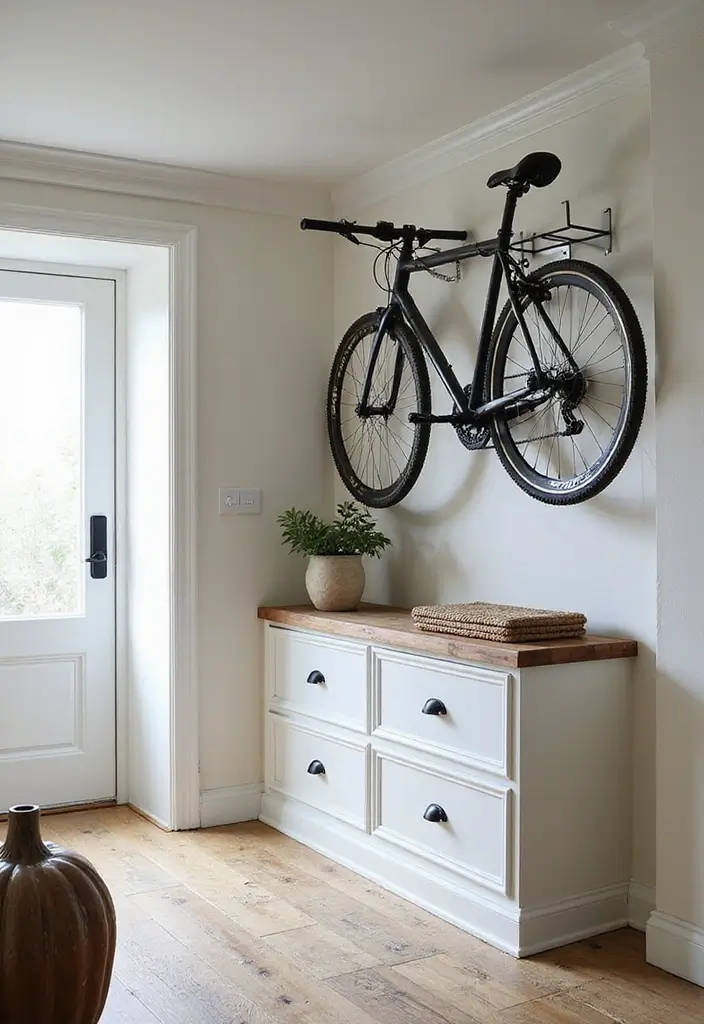30 Small Front Entryway Ideas That Make a Big Impression - 12. Wall-Mount Bike Rack