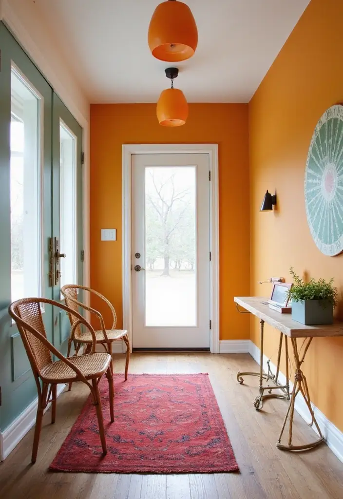 30 Small Front Entryway Ideas That Make a Big Impression - 16. Bold Color Accents