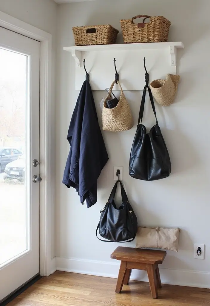 30 Small Front Entryway Ideas That Make a Big Impression - 22. Practical Over-the-Door Hooks
