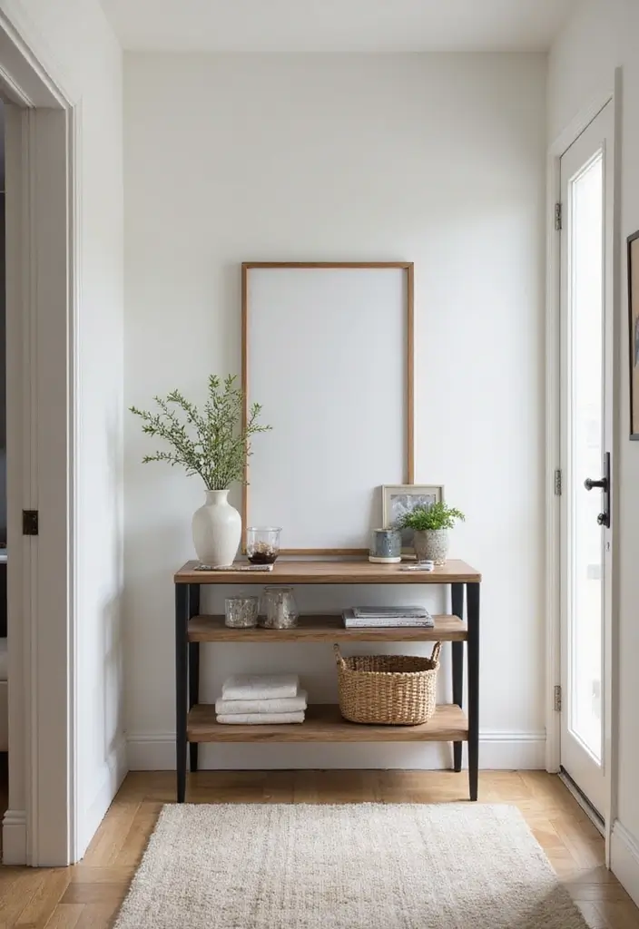 30 Small Front Entryway Ideas That Make a Big Impression - 25. Slim Console for Narrow Spaces