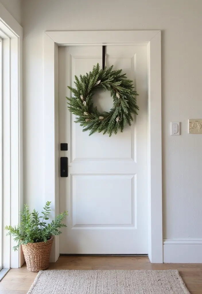 30 Small Front Entryway Ideas That Make a Big Impression - 26. Wreaths for a Welcoming Touch