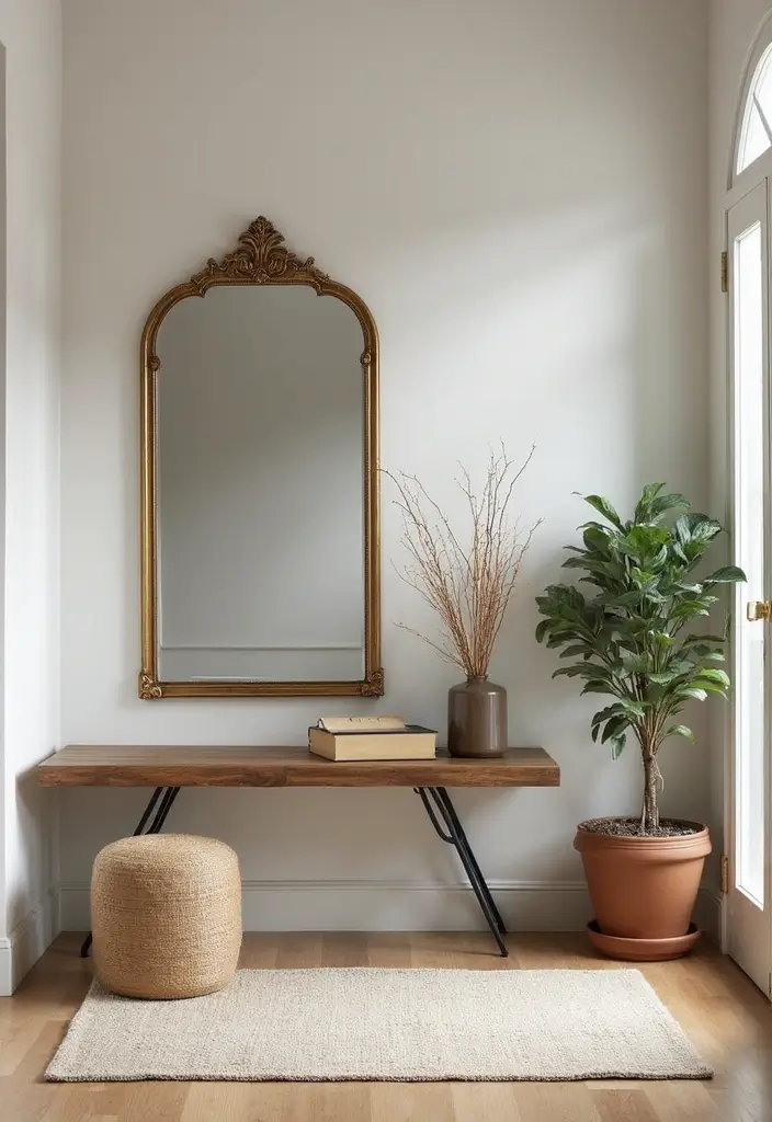 30 Small Front Entryway Ideas That Make a Big Impression - 3. Mirrored Walls to Open Up Space