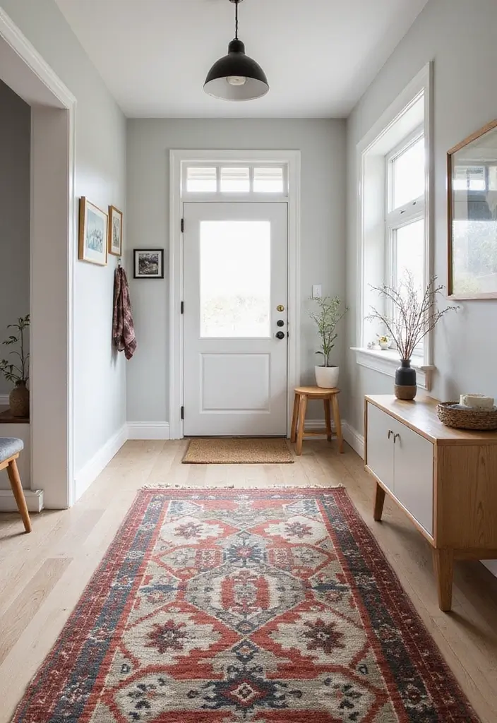 30 Small Front Entryway Ideas That Make a Big Impression - 7. Rugs that Define Your Entryway