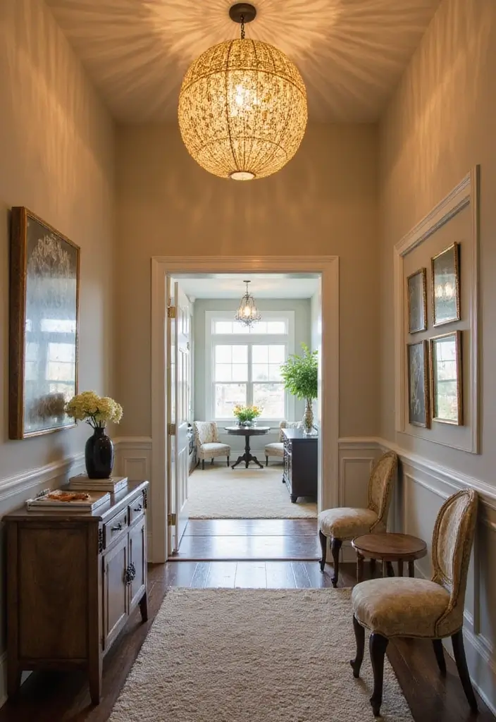 30 Small Front Entryway Ideas That Make a Big Impression - 9. Statement Lighting