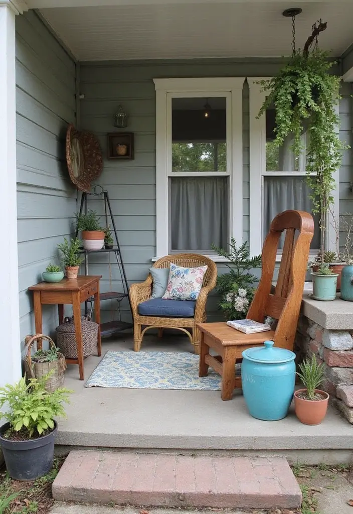 30 Small Front Porch Ideas That Maximize Every Inch 19 30 Small Front Porch Ideas That Maximize Every Inch - 19. Repurposed Furniture