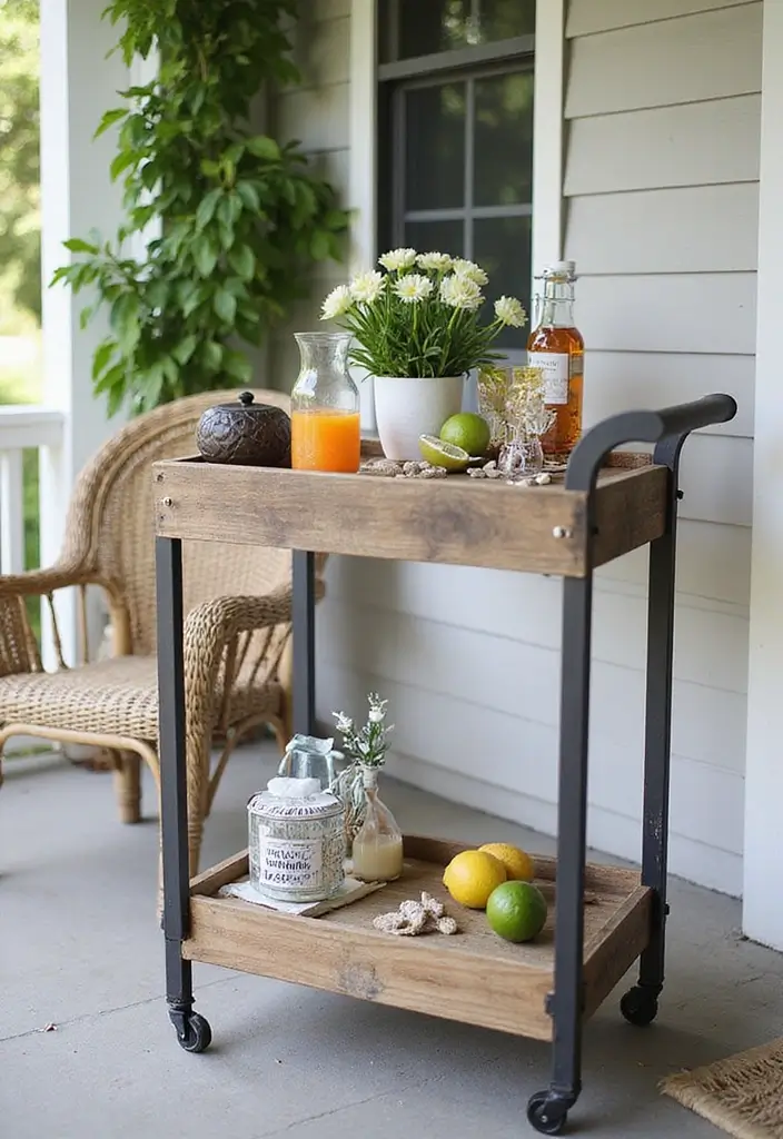 30 Small Front Porch Ideas That Maximize Every Inch 22 30 Small Front Porch Ideas That Maximize Every Inch - 22. Small Serving Cart