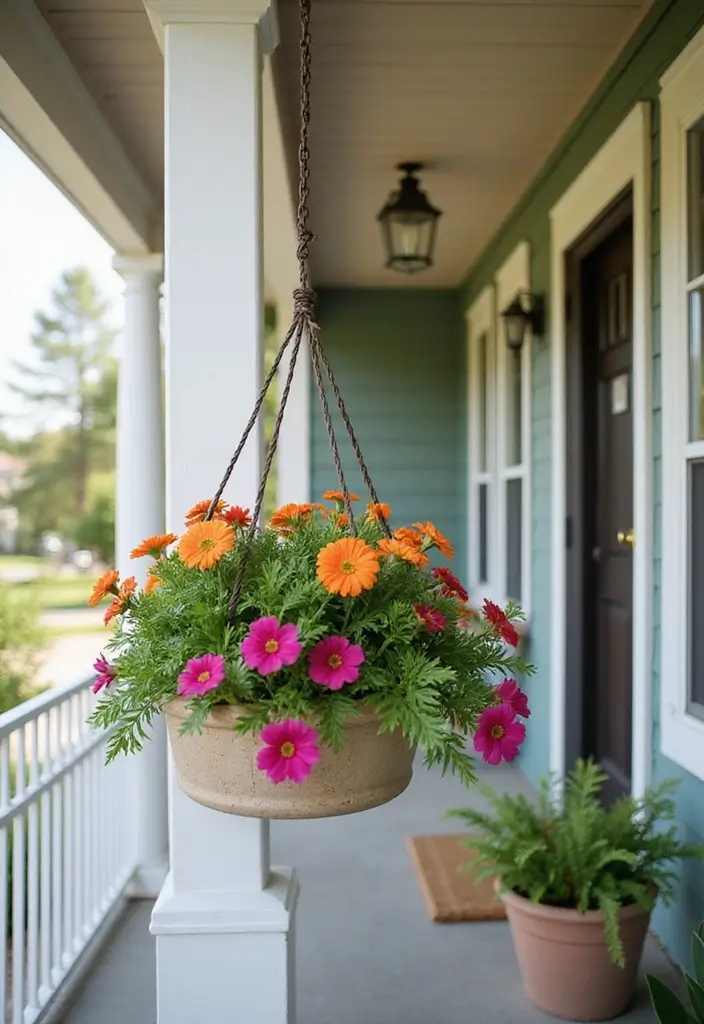 30 Small Front Porch Ideas That Maximize Every Inch 23 30 Small Front Porch Ideas That Maximize Every Inch - 23. DIY Hanging Planter