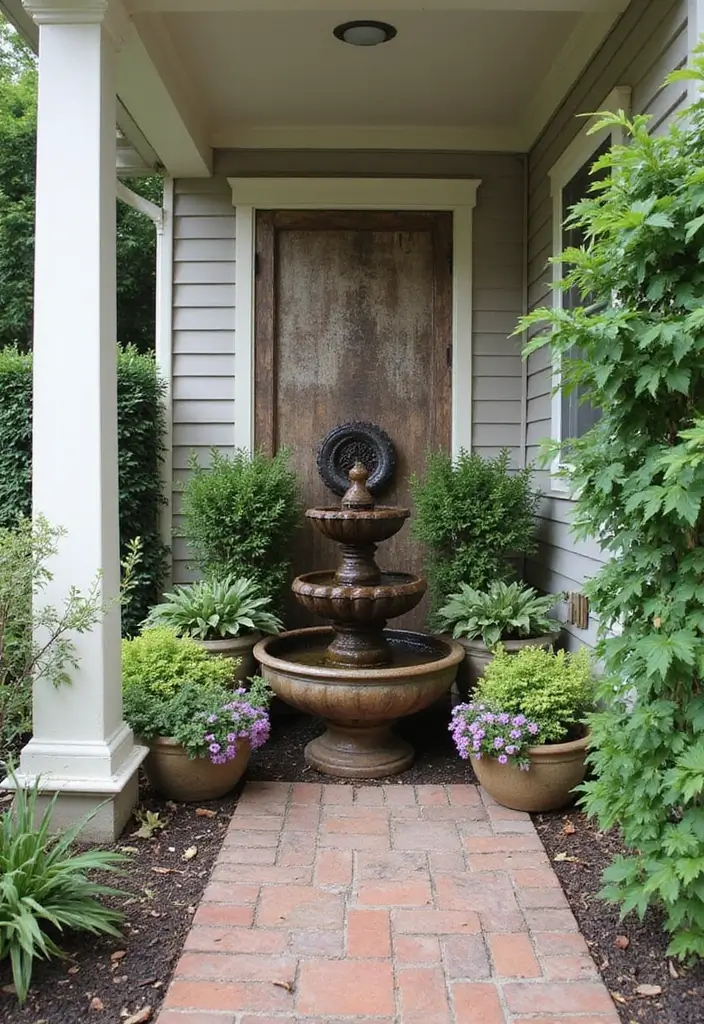 30 Small Front Porch Ideas That Maximize Every Inch 25 30 Small Front Porch Ideas That Maximize Every Inch - 25. Small Water Feature