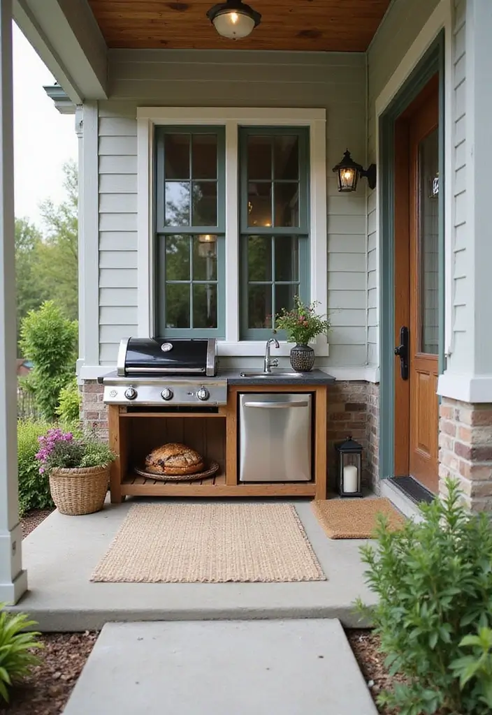 30 Small Front Porch Ideas That Maximize Every Inch 26 30 Small Front Porch Ideas That Maximize Every Inch - 26. Miniature Outdoor Kitchen
