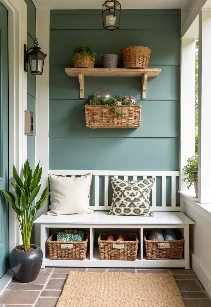 30 Small Front Porch Ideas That Maximize Every Inch 27 30 Small Front Porch Ideas That Maximize Every Inch - 27. Compact Storage Solutions