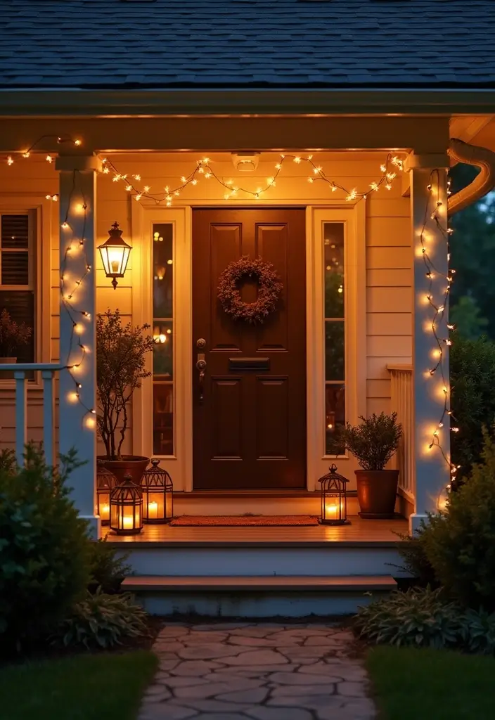 30 Small Front Porch Ideas That Maximize Every Inch 5 30 Small Front Porch Ideas That Maximize Every Inch - 5. Charming Lanterns and Lights