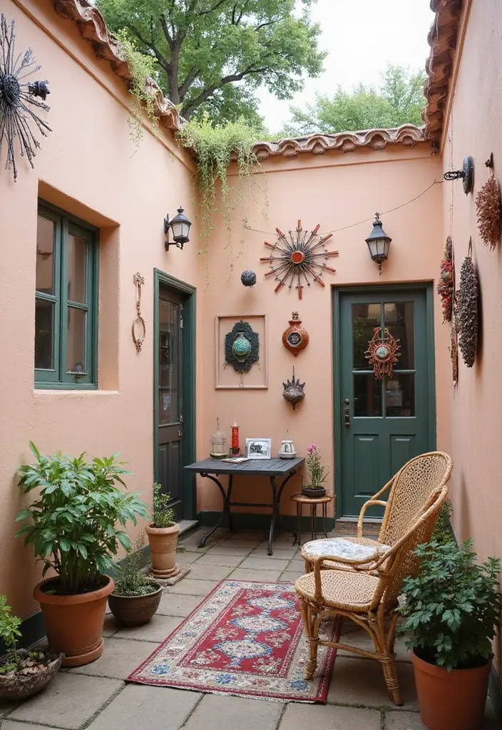 30 Small Patio Decorating Ideas That Make a Big Impact - 10. Artful Wall Hangings