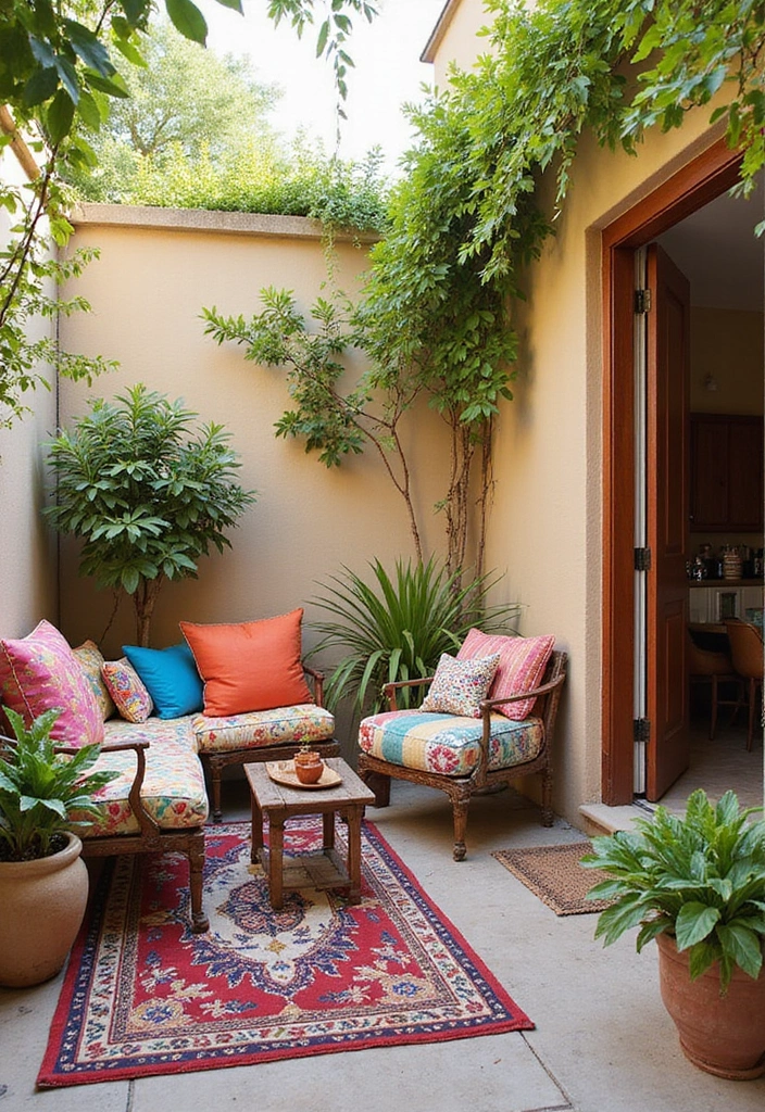30 Small Patio Decorating Ideas That Make a Big Impact - 15. Colorful Accents