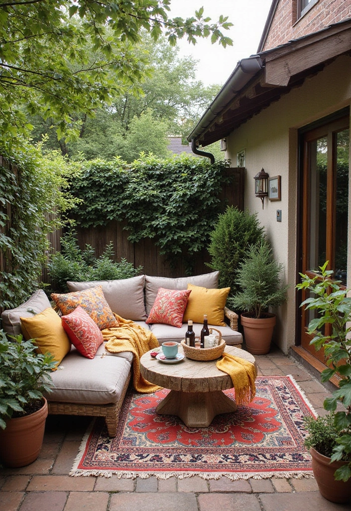 30 Small Patio Decorating Ideas That Make a Big Impact - 27. Cozy Textiles