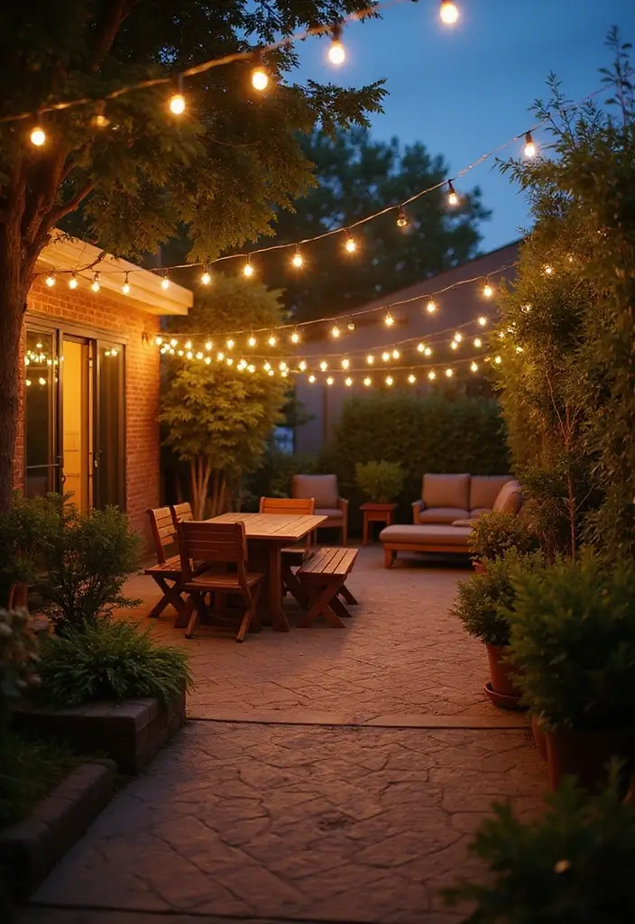 30 Small Patio Decorating Ideas That Make a Big Impact - 4. String Lights