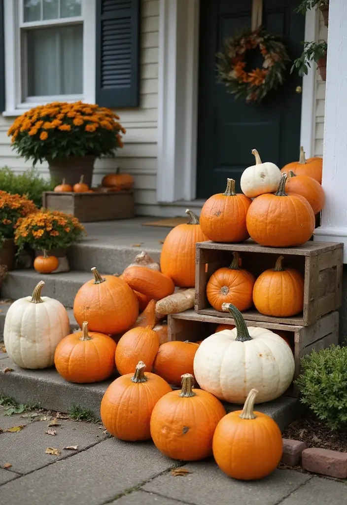 30 Small Porch Fall Decorating Ideas That Feel Cozy - 1. Pumpkin Patch Welcome